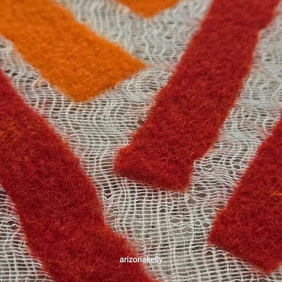 NWOT Zoe Woven Scarf with Vibrant Wool Stripes Red & Orange - Picture 2 of 16